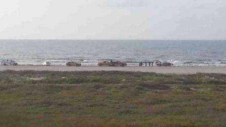 An ABC13 viewer submitted this photo to news@abc13.com of the scene in Galveston near San Luis Pass where a body was found. Coast Guard, police, beach patrol, ambulaces and other emergency crews were at the scene.