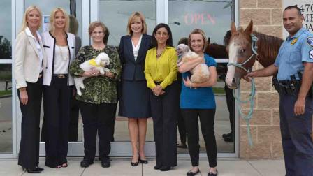 Representatives of Crime Stoppers of Houston, Houston PetSet, Houston Humane Society, HCSO and the DAs office joined forces to speak out against animal cruelty