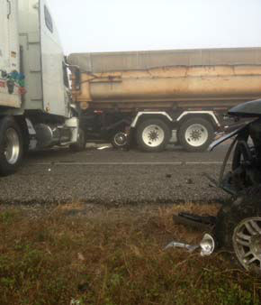 Nearly 150 vehicles were involved in the...