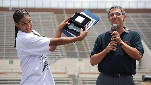 A concert was held on Friday, May 16, 2008, for middle school students in Galena Park ISD who had perfect attendance. Baby Jay, a local teen rapper and Galena Park High School student was honored, with a proclamation and a key to the city of Houston. (Photo: Gina Larson)