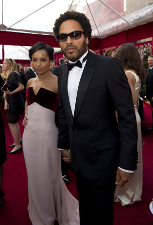 Zoe Kravits and Lenny Kravits on the red carpet,...