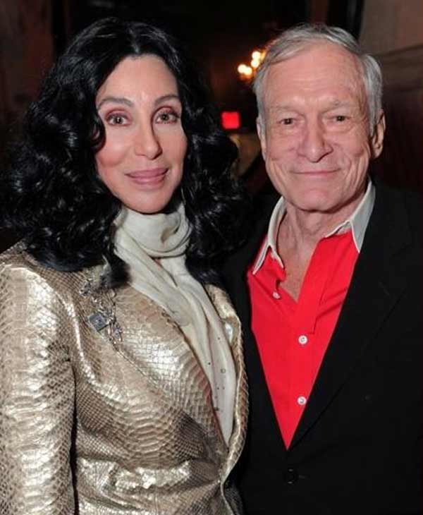 Cher poses with 'Playboy' founder Hugh Hefner