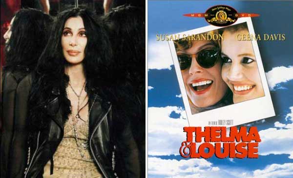 Cher posing from Cher's Official Myspace, 'Thelma and Louise' poster from MGM