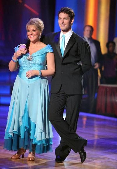 Television host Nancy Grace and her partner Tristan Macmanus received 21 out of 30 from the judges for their Waltz on the October 3 episode of 'Dancing With The Stars.'