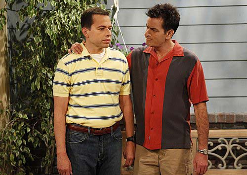 Charlie Sheen and Jon Cryer in a still from...