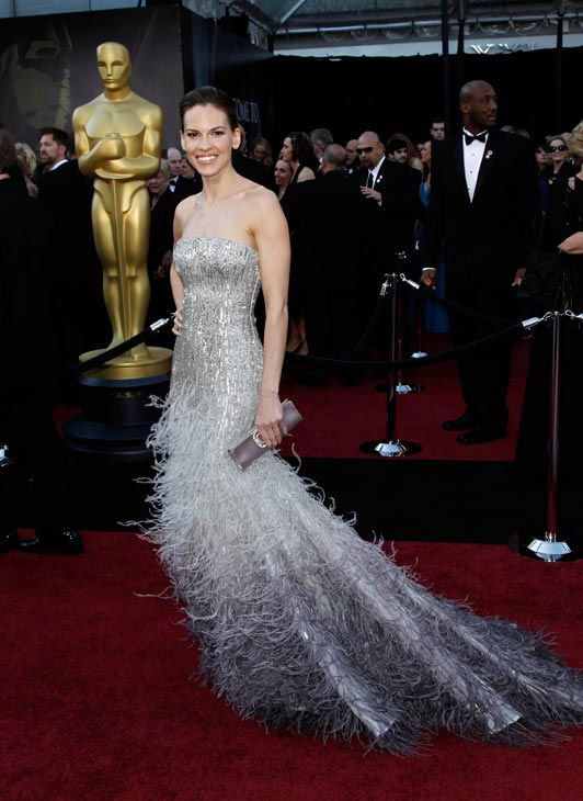Oscar-winning actress Hilary Swank arrives before the 83rd Academy Awards on Sunday, Feb. 27, 2011, in the Hollywood section of Los Angeles.