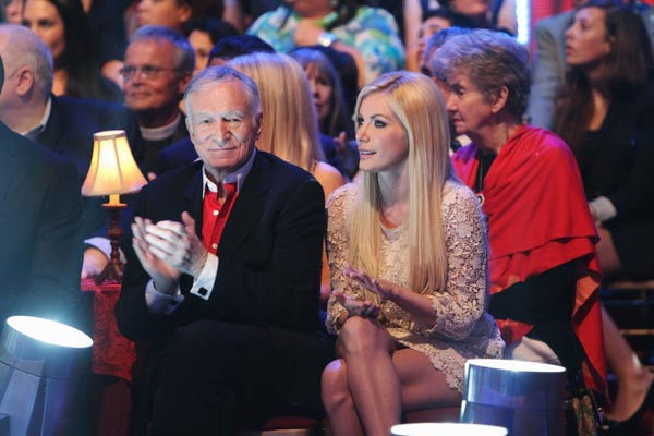 Playboy founder Hugh Hefner and fianc�e Crystal...