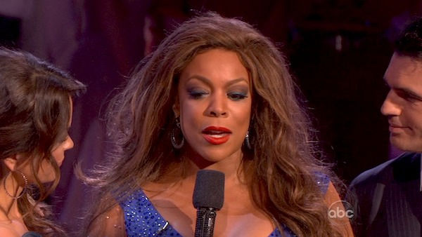 Wendy Williams reacts to being eliminated. Williams and her partner, Tony Dovolani, received 15 out of 30 from the judges for their Fox Trot on week three of 'Dancing With The Stars' on Monday, April 4, 2011.