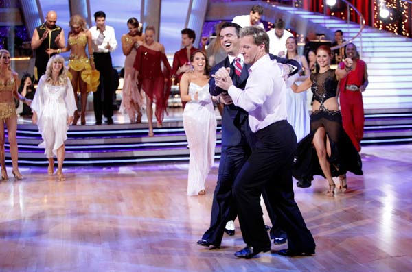 Chris Jericho and Tony Dovolani  dance after the...