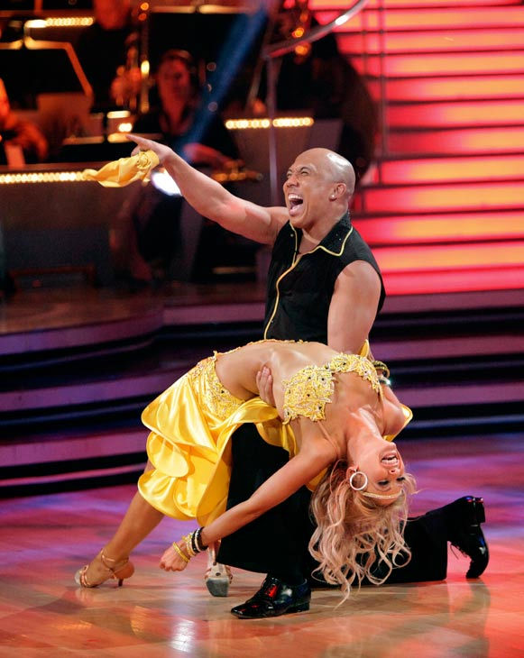 Hines Ward and his partner Kym Johnson perform...