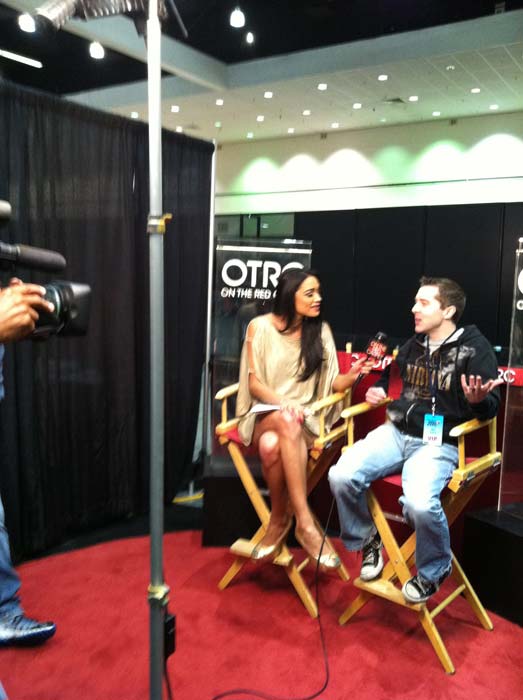 'On The Red Carpet' host Rachel Smith interviews...