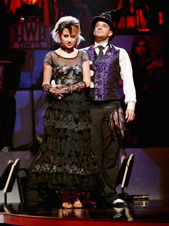 Chelsea Kane and her partner Mark Ballas await...