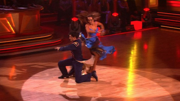 Karina Smirnoff  trips on Ralph Macchio's...