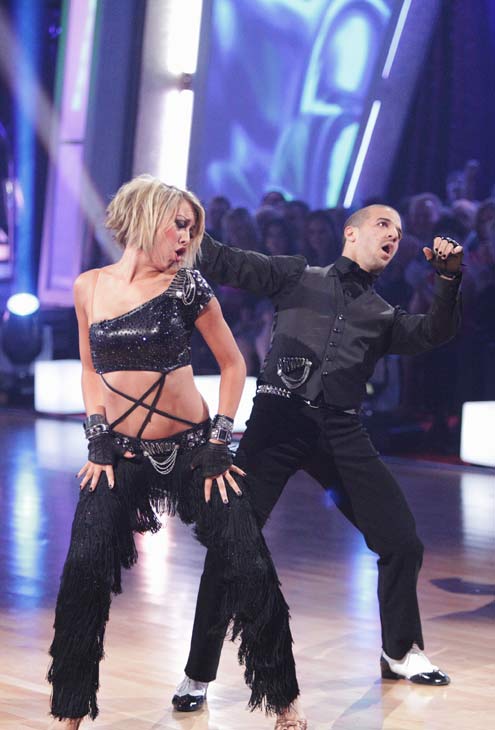 Chelsea Kane and her partner Mark Ballas do a...