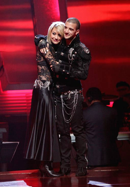 Chelsea Kane and her partner Mark Ballas await...