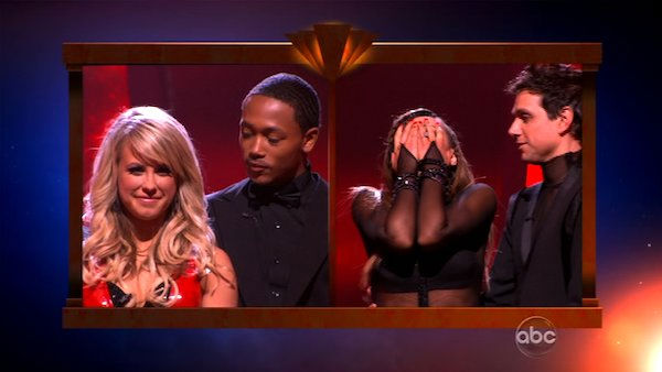 Romeo and his partner Chelsie Hightower react...