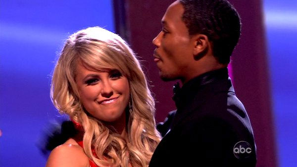 Romeo and his partner Chelsie Hightower react to...