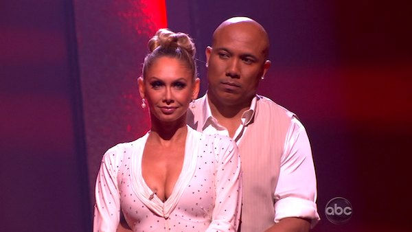 Hines Ward and his partner Kym Johnson await...
