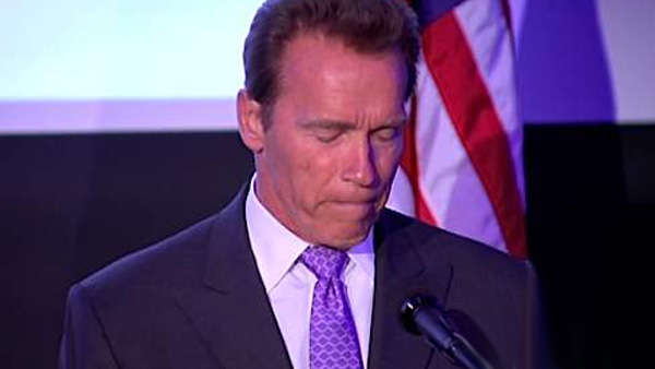 Arnold Schwarzenegger speaks at the Skirball Cultural Center in Los Angeles on Tuesday, May 10, 2011.