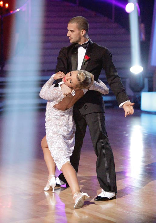 Chelsea Kane and her partner Mark Ballas dance...