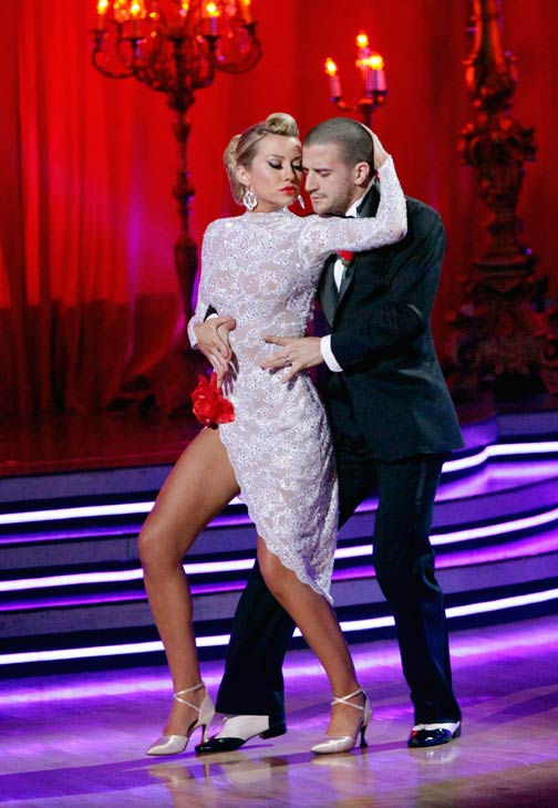Chelsea Kane and her partner Mark Ballas dance...