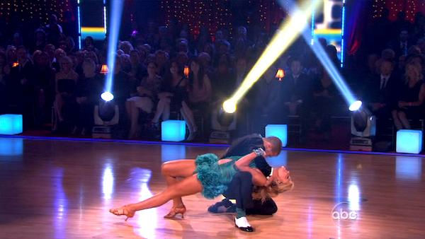 Chelsea Kane and her partner Mark Ballas dance an Argentine Tango, a Rumba and an Instant Cha Cha on week nine of 'Dancing With The Stars.' The judges gave the couple 28 out of 30 for their Argentine Tango and 30 points out of 30 for their Rumba. The coup