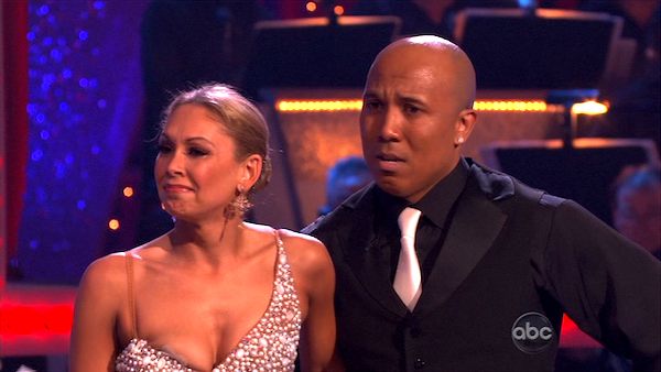 Hines Ward and his partner Kym Johnson dance a...