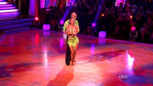 Hines Ward and his partner Kym Johnson dance a...