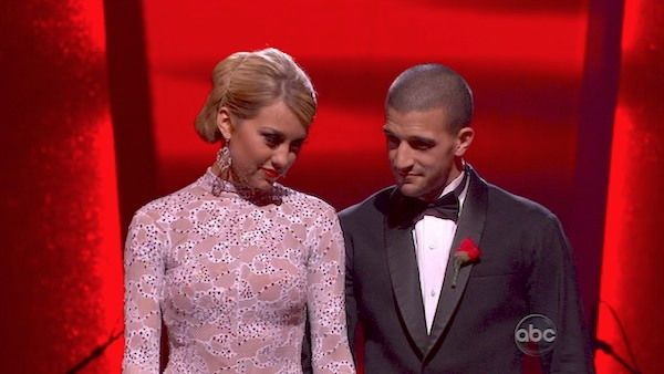 Chelsea Kane and her partner Mark Ballas await possible elimination. The couple danced an Argentine Tango, a Rumba and an Instant Cha Cha on week nine of 'Dancing With The Stars.' The judges gave the couple 28 out of 30 for their Argentine Tango and 30 po