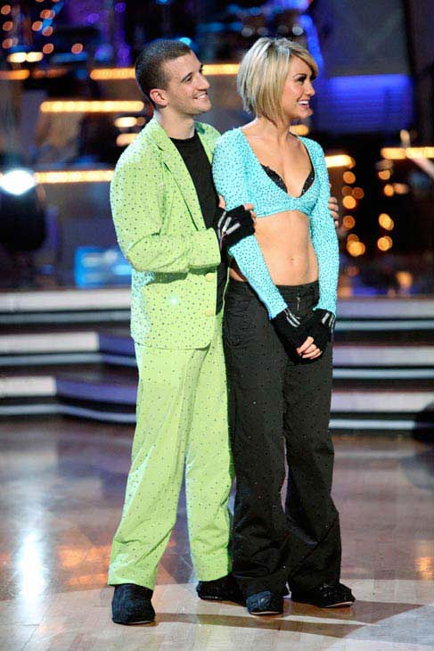 Chelsea Kane and her partner Mark Ballas dance a...