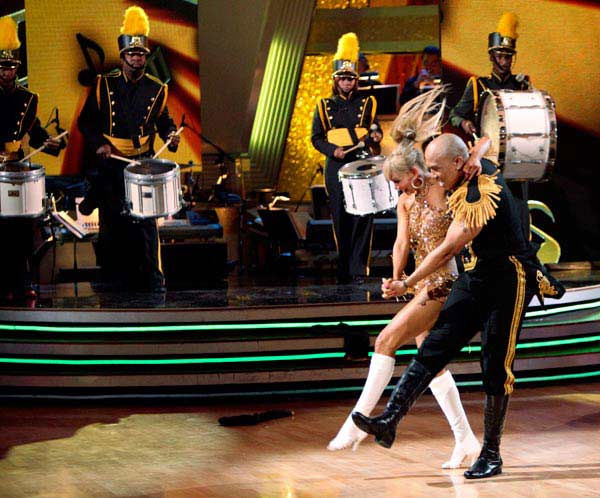 Hines Ward and his partner Kym Johnson dance a...