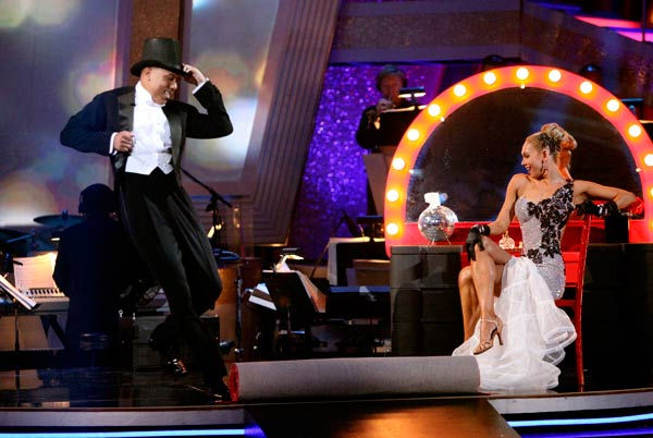 Hines Ward and his partner Kym Johnson dance a...