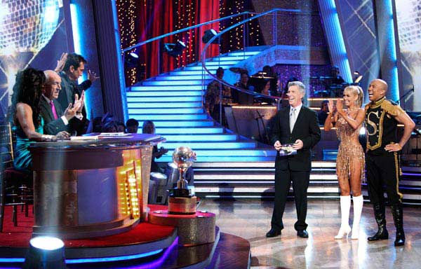 Hines Ward and his partner Kym Johnson dance a...