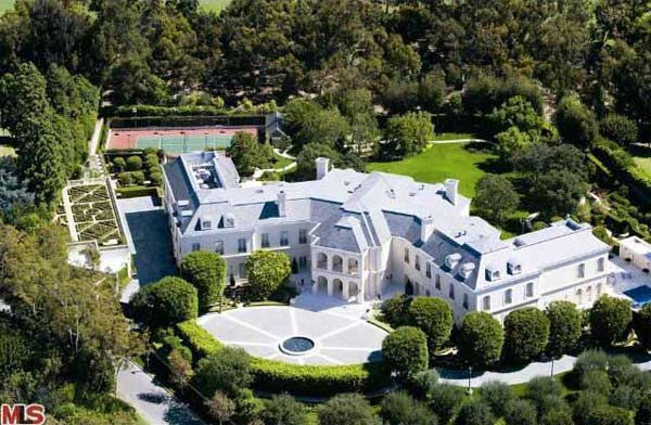 An arial view of Aaron Spelling's 57,000-square...