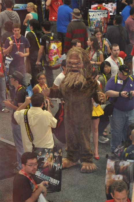 A fan dresses up in a costume at Comic-Con in...