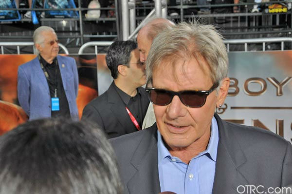 'Cowboys & Aliens' actor Harrison Ford talks to OnTheRedCarpet.com co-host Rachel Smith at the film's premiere at San Diego Comic-Con on Saturday, July 23, 2011.