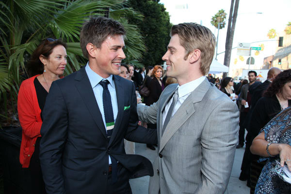 Actorss Chris Lowell and Mike Vogel chat at the...