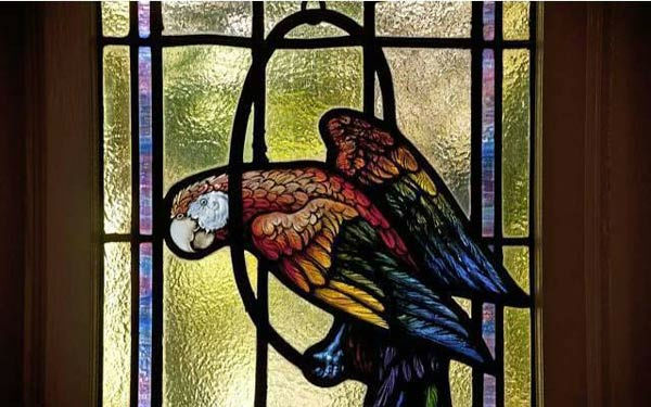 A stained glass window in Rose McGowan's former...
