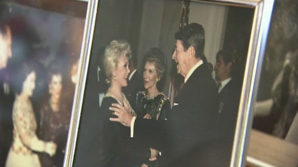 Zsa Zsa Gabor is seen with President Ronald...