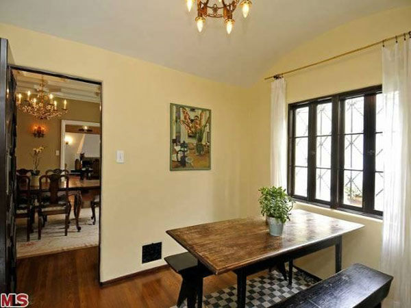 The breakfast nook in Frances Bean Cobain's 3,350 square foot home, which the only child of Courtney Love and the late Kurt Cobain purchased for $1,825,000 in July, 2011. The property, which was built in 1930 by architect Carl Jules Weyl, has 4-bedrooms a
