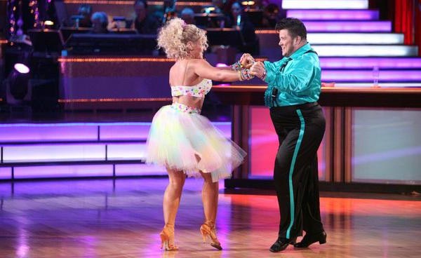 LGBT activist Chaz Bono and his partner Lacey Schwimmer received 21 out of 30 from the judges for their Samba on the October 17 episode of 'Dancing With The Stars.'