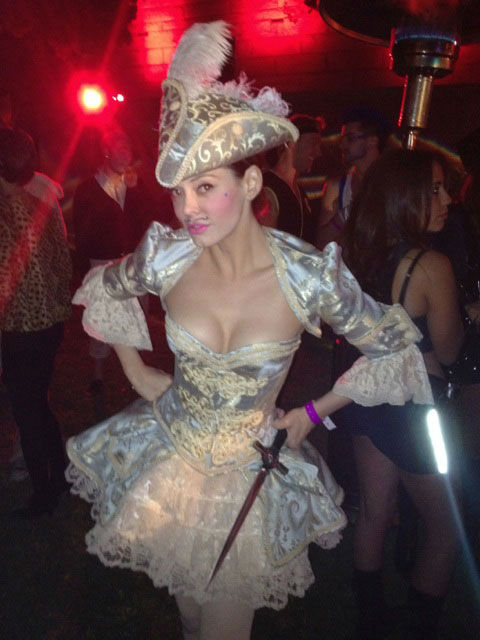 Rose McGowan celebrates at the Hollywood Forever Cemetery Halloween party on October 28, 2011.