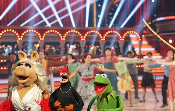 The cast of Disney's 'The Muppets' took over the...