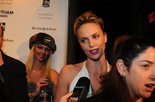 Charlize Theron appears in a photo at the Gotham Awards in New York City on Nov. 28, 2011.