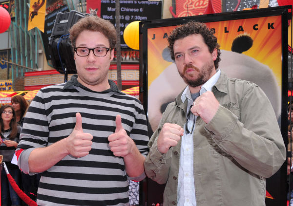 Seth Rogen (L) and Danny McBride arrive at...