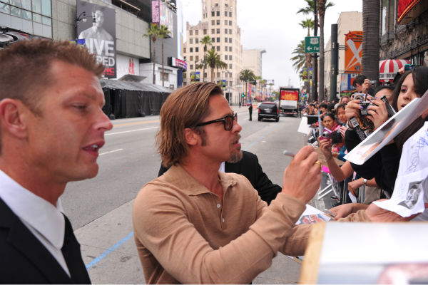 Brad Pitt arrives at DreamWorks Animation's...
