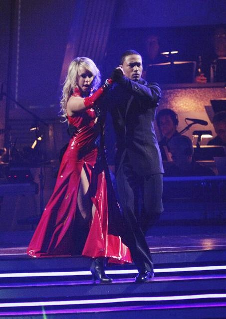 Romeo and his partner Chelsie Hightower dance a...