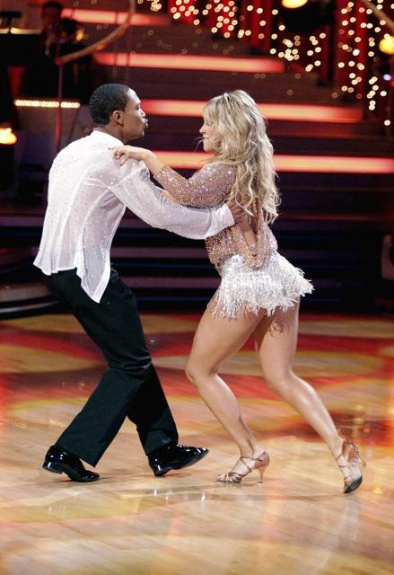 Romeo and his partner Chelsie Hightower dance a...