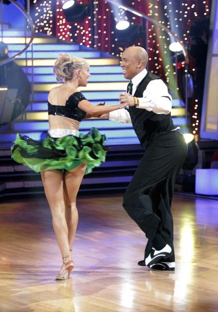 Hines Ward and his partner Kym Johnson dance a...