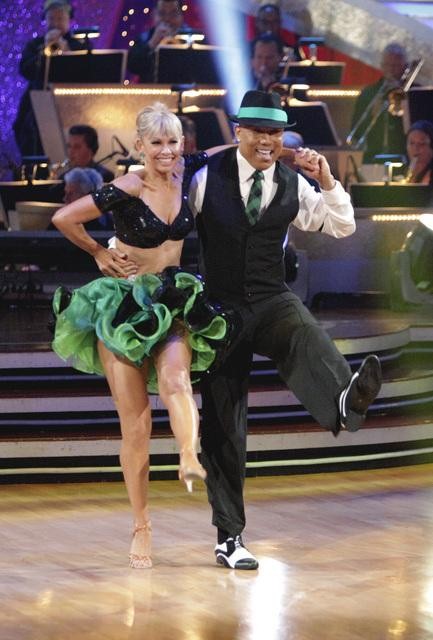 Hines Ward and his partner Kym Johnson dance a...